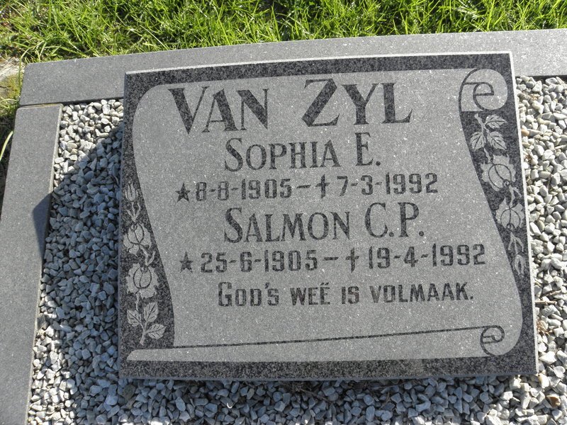 ZYL Salmon C.P., van 1905-1992 &amp; Sophia E. 1905-1992