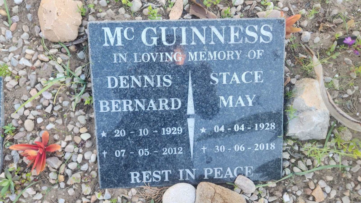 MCGUINNESS Dennis Bernard 1929-2012 & Stace May 1928-2018