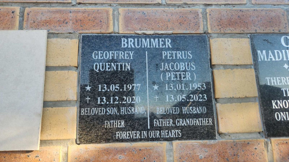 BRUMMER Petrus Jacobus 1953-2023 : : BRUMMER Geoffrey Quentin 1977-2020