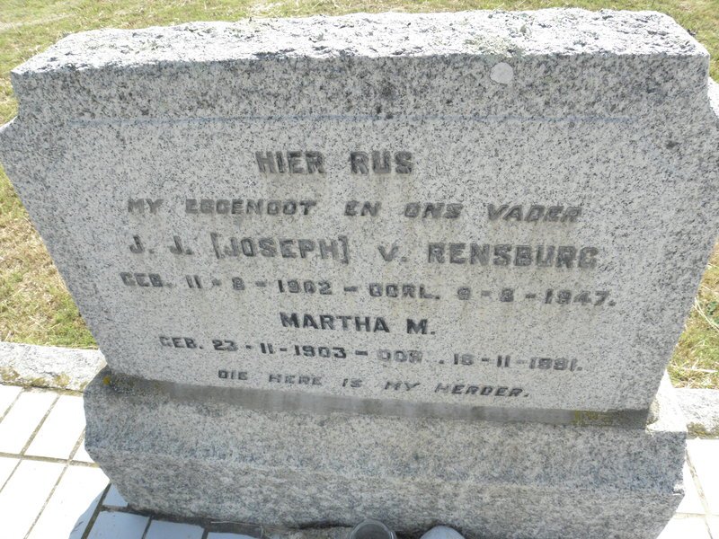 RENSBURG J.J.. van 1902-1947 &amp; Martha M. 1903-1981