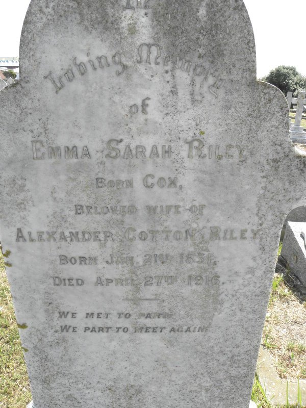RILEY Emma Sarah nee COX 1851-1916