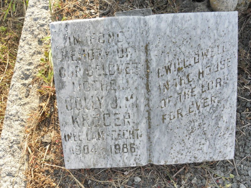 KRÖGER Dolly J. M nee LAMPRECHT 1904-1986