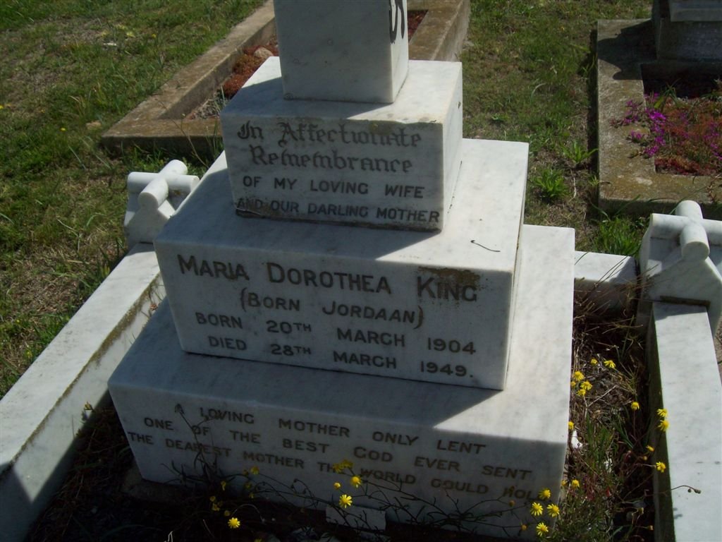 KING Maria Dorothea nee JORDAAN 1904-1949