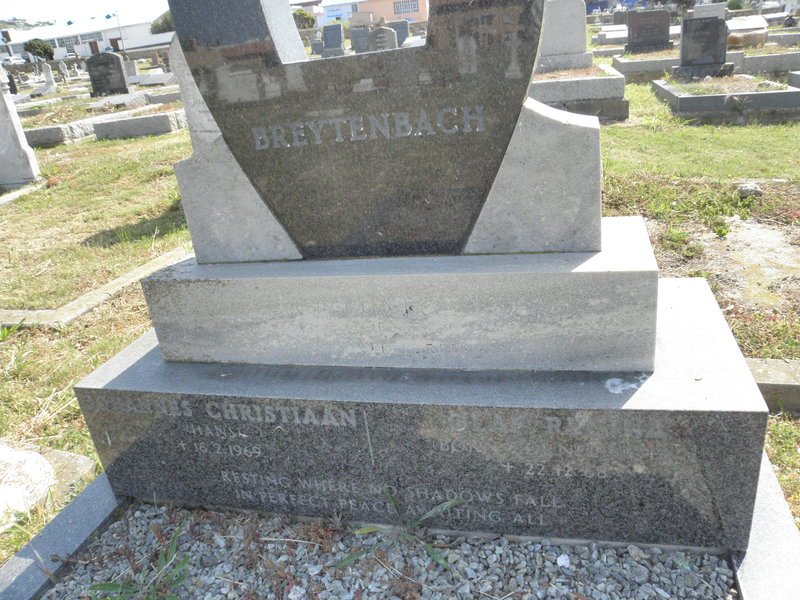BREYTENBACH  Johannes Christiaan -1969 &amp; Olaf Regina -1968