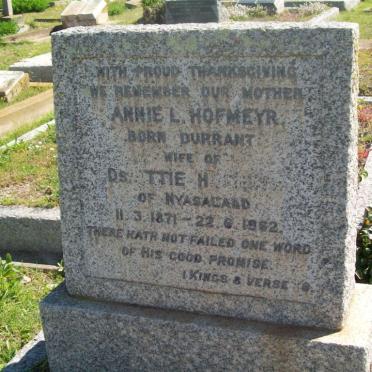 HOFMEYR Annie L. nee DURRANT 1871-1952