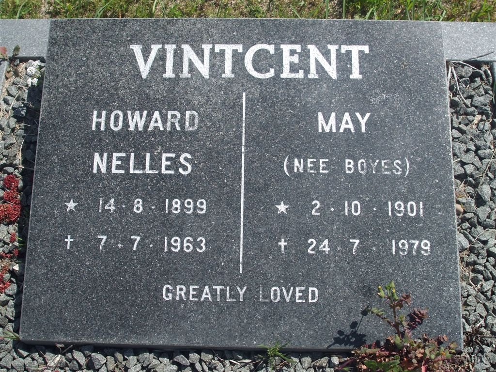 VINTCENT Howard Nelles 1899-1963 &amp; May BOYES 1901-1979