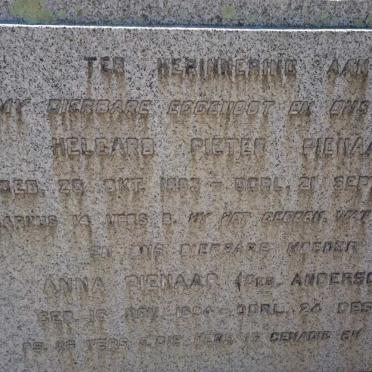 PIENAAR Helgard Pieter 1883-1949 &amp; Anna ANDERSON 18?4-1965