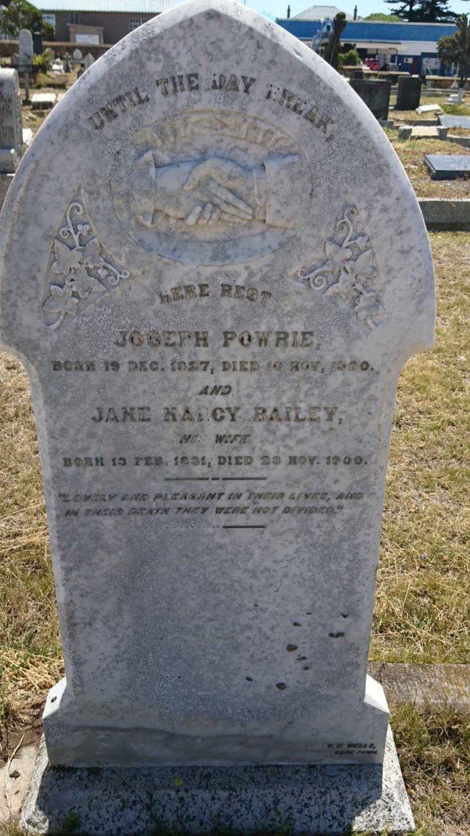POWRIE Joseph 1827-1900 &amp; Jane Nancy BAILEY 1831-1900