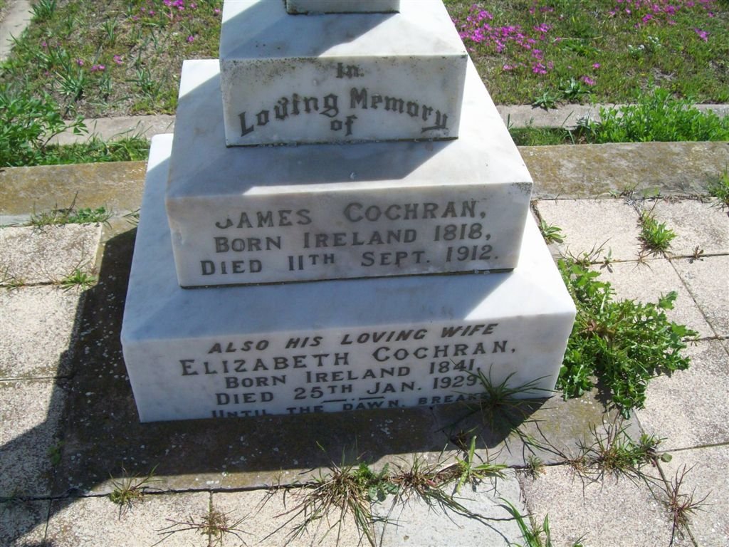 COCHRAN James 1818-1912 &amp; Elizabeth 1841-1929