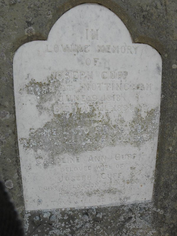 CUFF Joseph 1818-1890 &amp; Caroline Ann 1828-1915