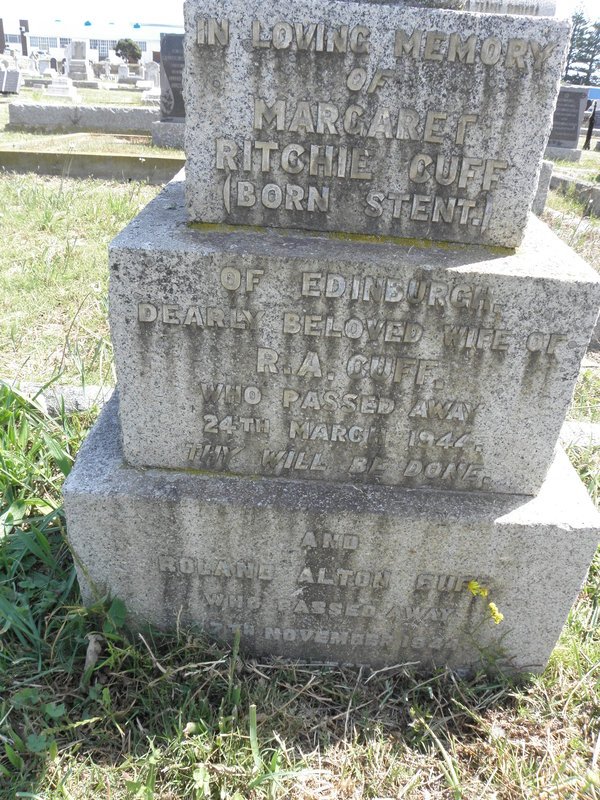CUFF Roland Alton -1944 &amp; Margaret Ritchie STENT -1944