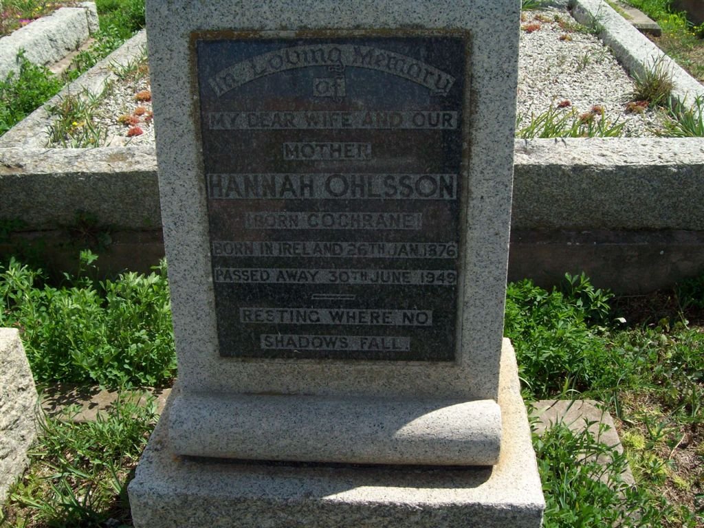 OHLSSON Hannah nee COCHRANE 1876-1949
