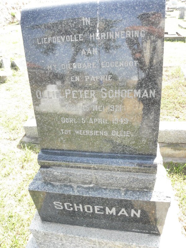 SCHOEMAN Ollie Peter 1921-1949