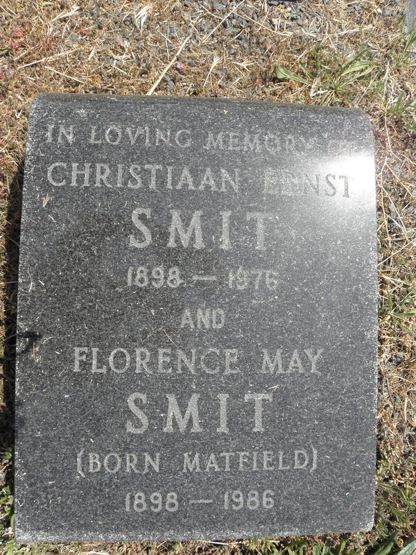 SMIT Christiaan Ernst 1898-1976 &amp; Florence May MATFIELD 1898-1986