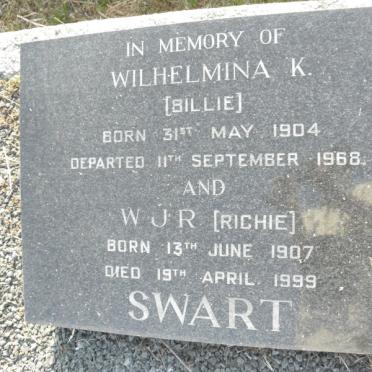 SWART Wilhelmina K.  1904-1968 :: SWART W.J.R. 1907-1999