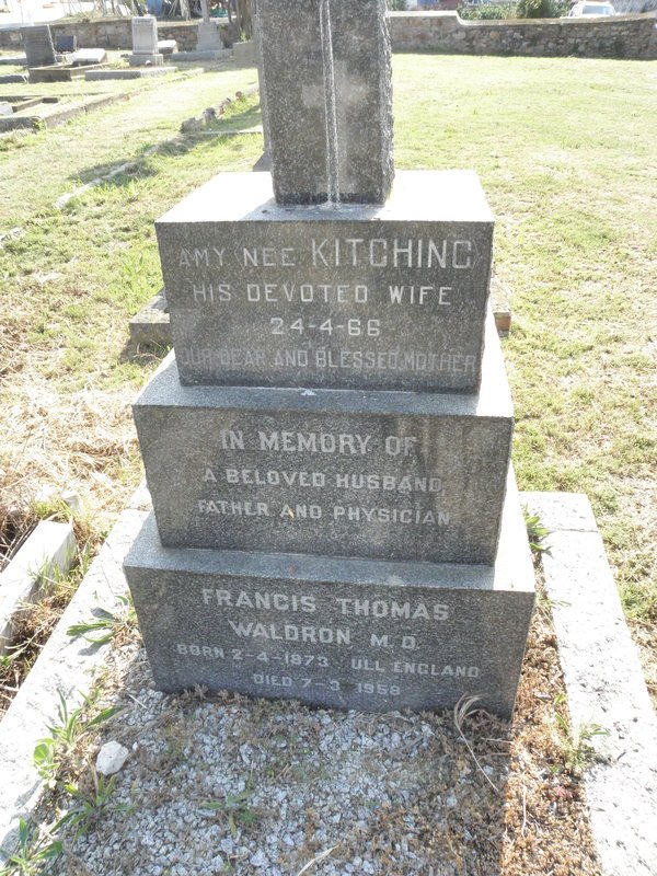 WALDRON Francis Thomas 1873-1958 &amp; Amy KITCHING -1966