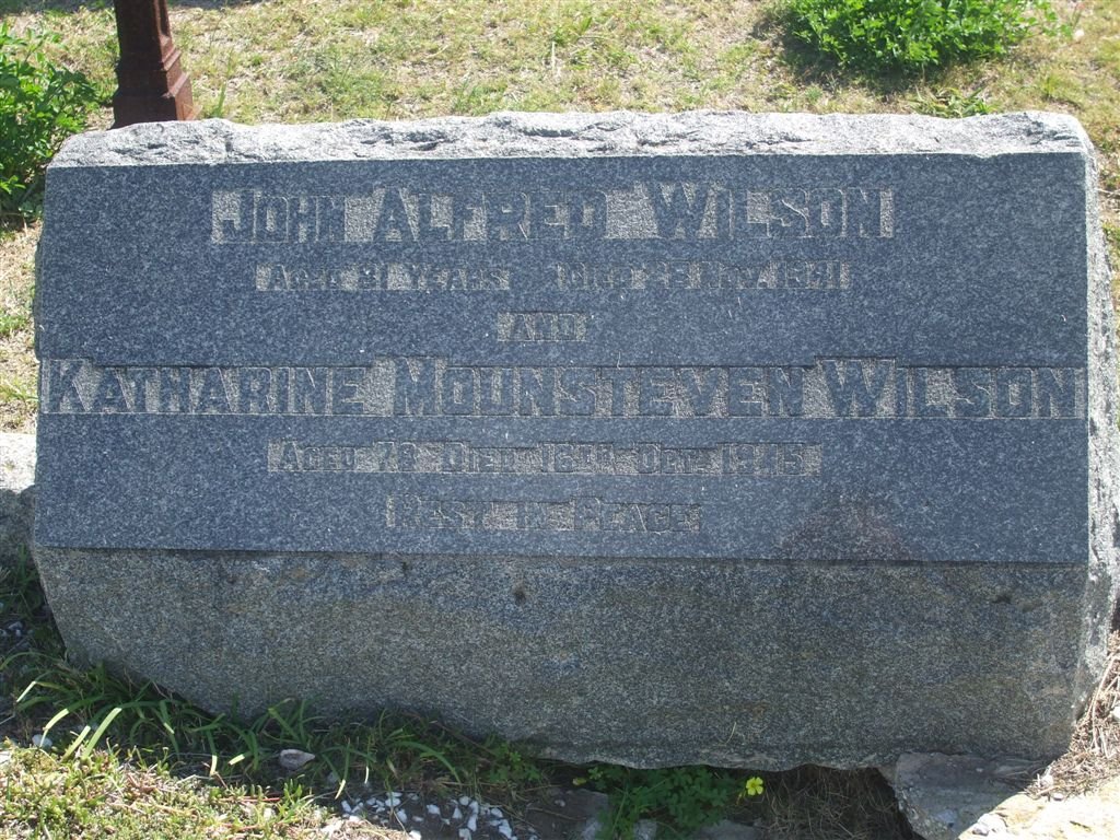WILSON John Alfred -1941 &amp; Katharine MOUNSTEVEN -1945