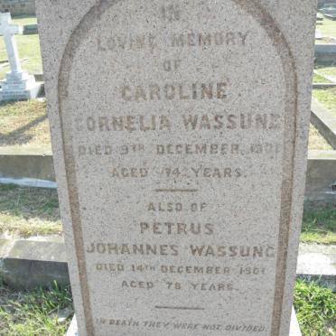 WASSUNG Caroline Cornelia -1901 :: WASSUNG Petrus Johannes -1901