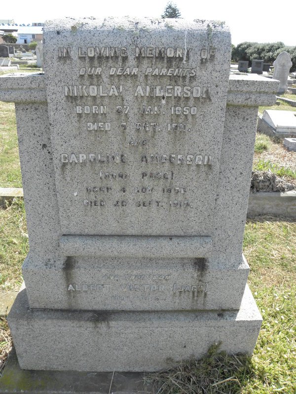 ANDERSON Nikolai 1850-1941 &amp; Caroline PAGE 1856-1919 :: ANDERSON Albert Victor 1891-1919