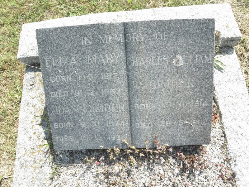 GIMBER Eliza Mary 1912-1967 :: GIMBER Joan 1934-1934 :: GIMBER Charles William  1914-1962