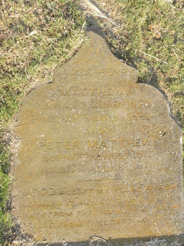 MATTHEWS James Henry 1870-1882 :: MATTHEWS Peter 1876-1876