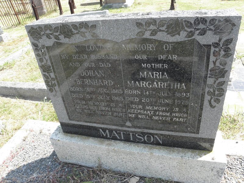 MATTSON Johan Bernhard 1885-1965 &amp; Maria Margaretha 1893-1979