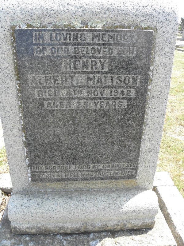 MATTSON Henry Albert -1942