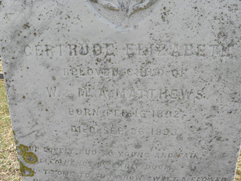 MATTHEWS Gertrude Elizabeth 1892-1893