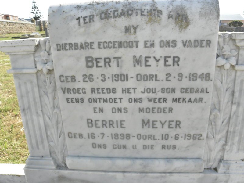 MEYER Bert 1901-1948 &amp; Berrie 1898-1962