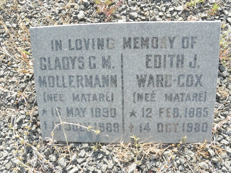 MOLLERMAN Gladys C.M. nee MATARÉ 1890-1969 :: WARD-COX Edith J. nee MATARÉ 1885-1980