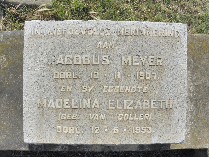 MEYER Jacobus -1907 &amp; Madelina VAN COLLER -1953