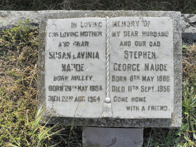 NAUDE Stephen George 1880-1956 &amp; Susan Lavinia HULLEY 1884-1964