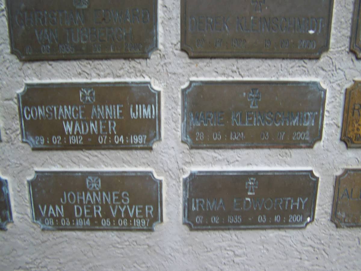 EDWORTHY :: KLEINSCHMIDT :: VAN TUBBERGH :: VAN DER VYVER :: WADNER