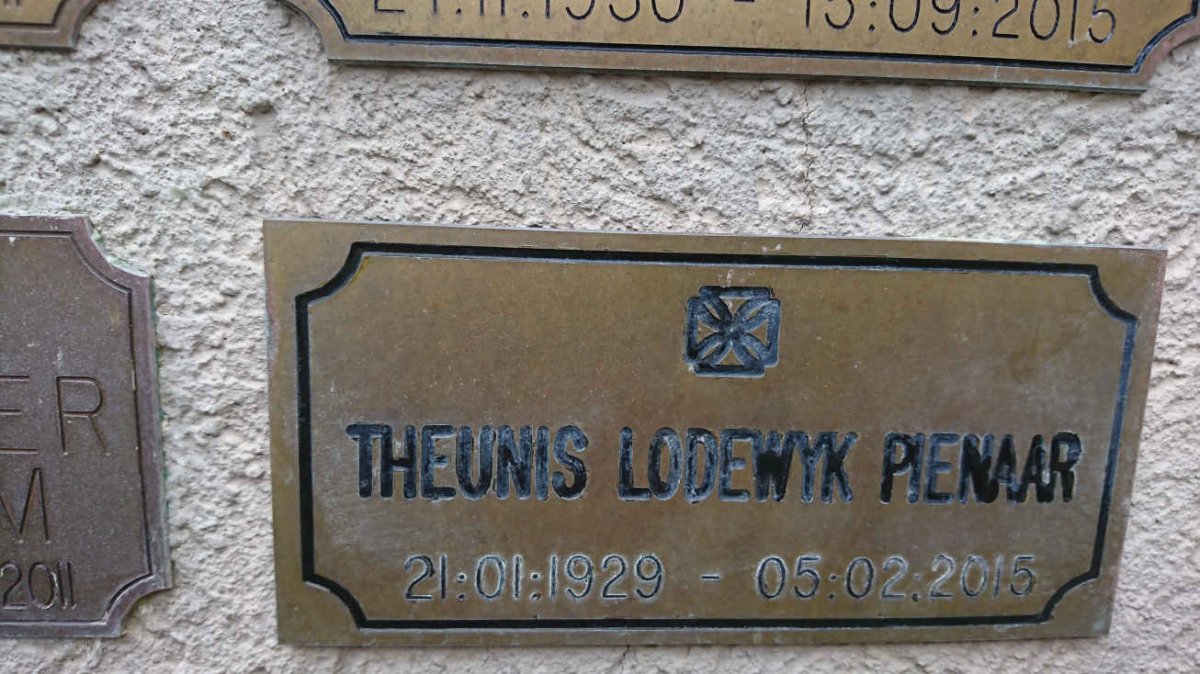 PIENAAR Theunis Lodewyk 1929-2015