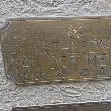 MERWE Kathleen, van der 1918-2012