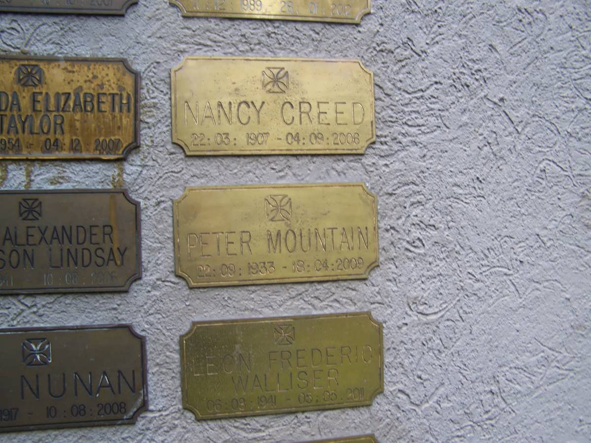 CREED Nancy 1907-2006 :: MOUNTAIN Peter 1933-2009 :: WALLISER Leon Frederic 1941-2011