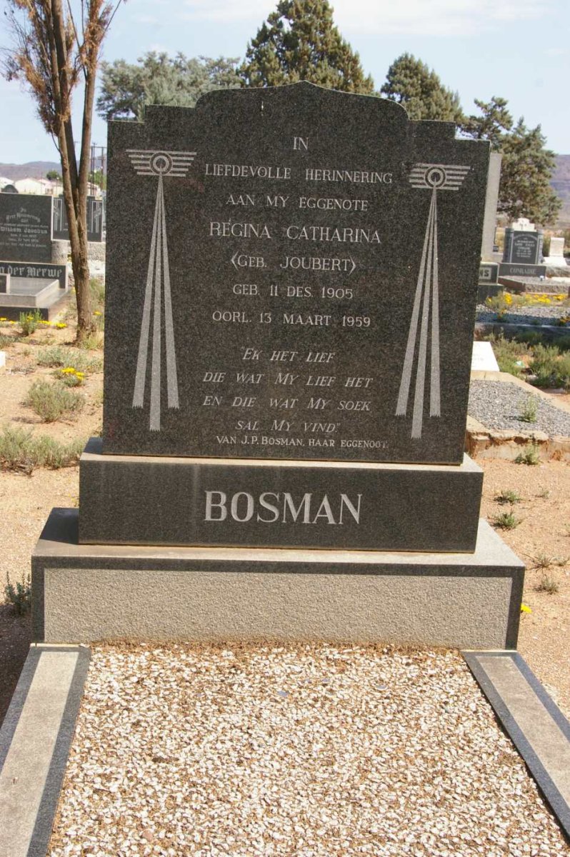 BOSMAN Regina Catharina nee JOUBERT 1905-1959