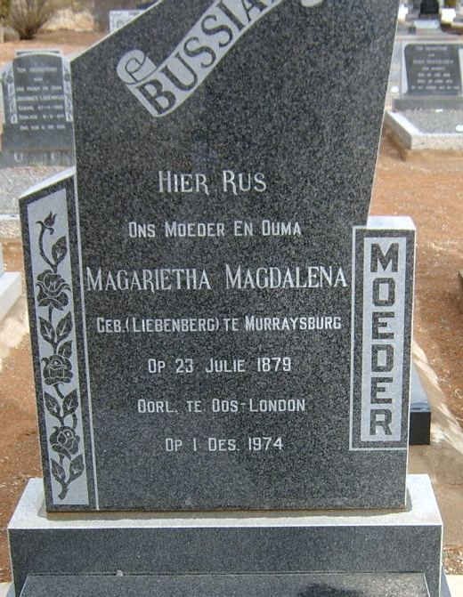BUSSIAHN Magarietha Magdalena nee LIEBENBERG 1879-1974