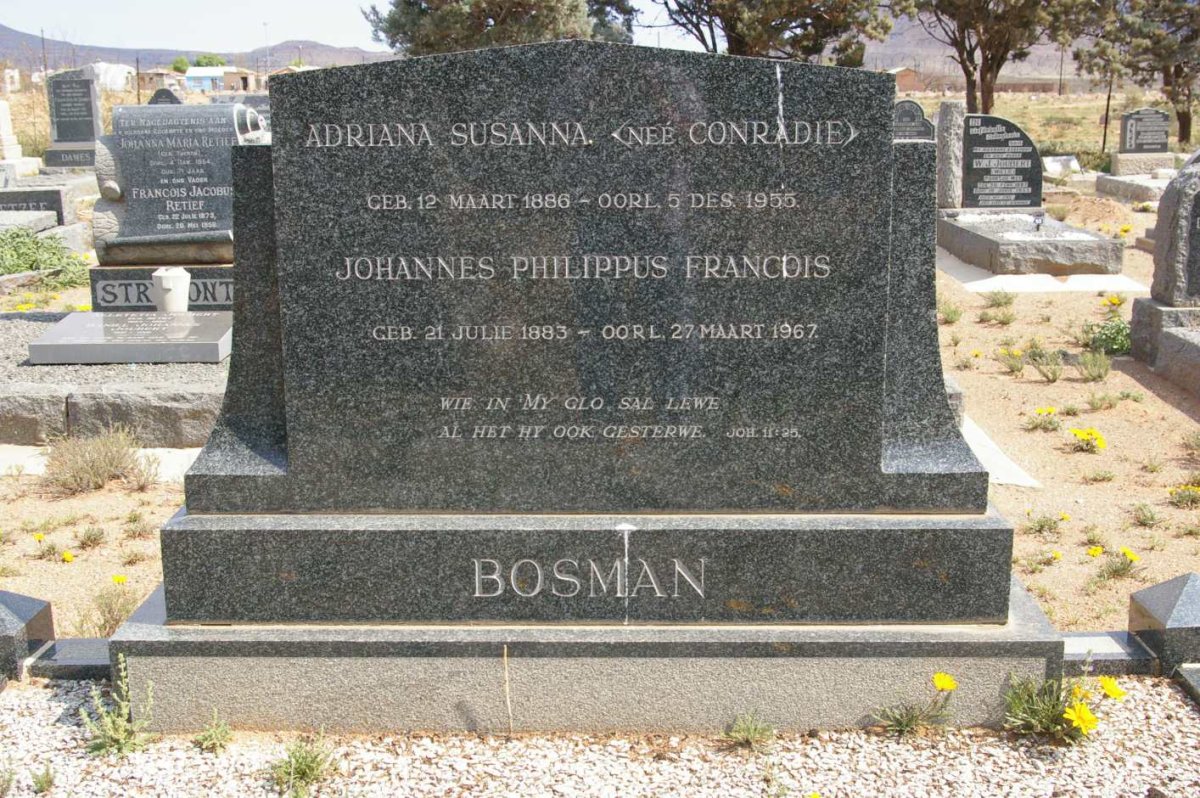 BOSMAN Johannes Philippus Francois 1883-1967 &amp; Adriana Susanna CONRADIE 1886-1955
