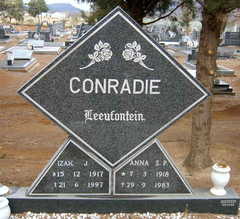 CONRADIE Izak J. 1917-1997 &amp; Anna S.P. 1918-1983