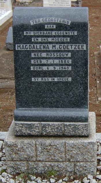 COETZEE Magdalena M. nee ROSSOUW 1886-1940