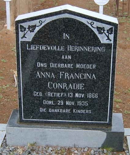 CONRADIE Anna Francina nee RETIEF 1866-1935