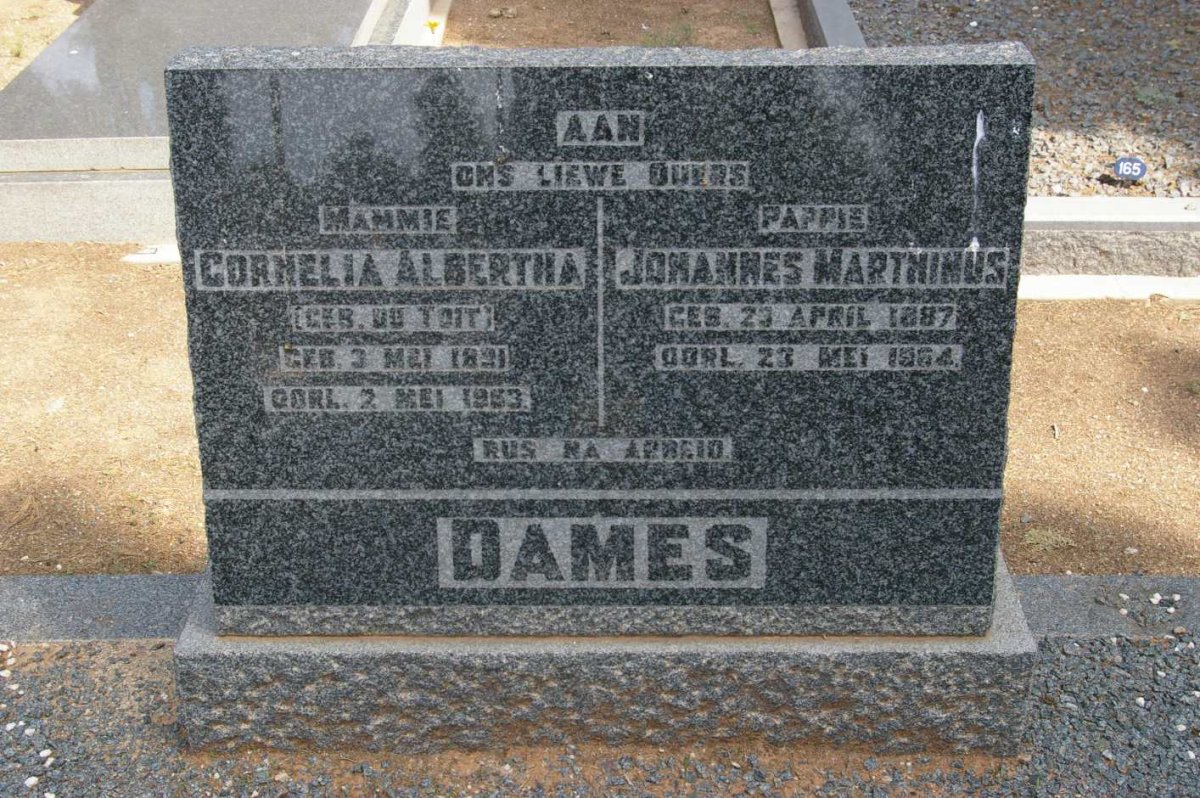 DAMES Johannes Marthinus 1887-1964 &amp; Cornelia Albertha DU TOIT 1891-19?3