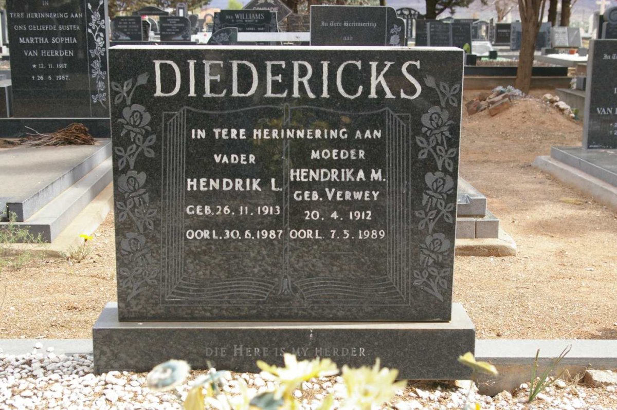 DIEDERICKS Hendrik L. 1913-1987 &amp; Hendrika M. VERWEY 1912-1989