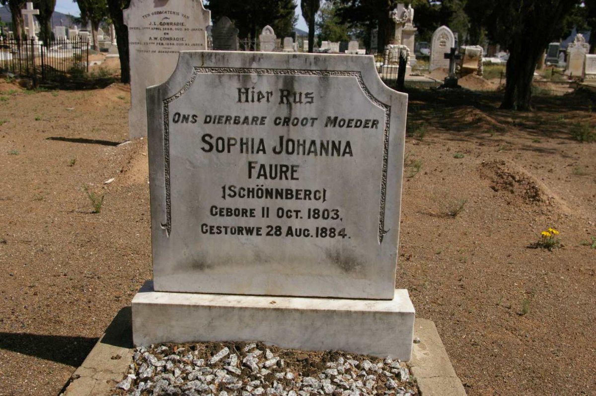 FAURE Sophia Johanna nee SCHONNBERG 1803-1884