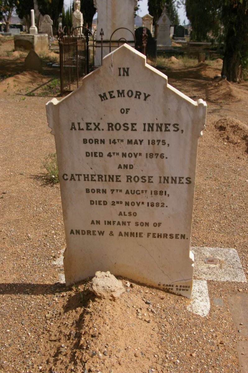 INNES Alex., ROSE 1875-1876 :: ROSE-INNES Catherine 1881-1882 :: FEHRSEN ?
