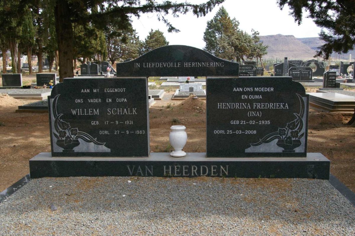 HEERDEN Willem Schalk, van 1931-1983 &amp; Hendrina Fredrieka 1935-2008