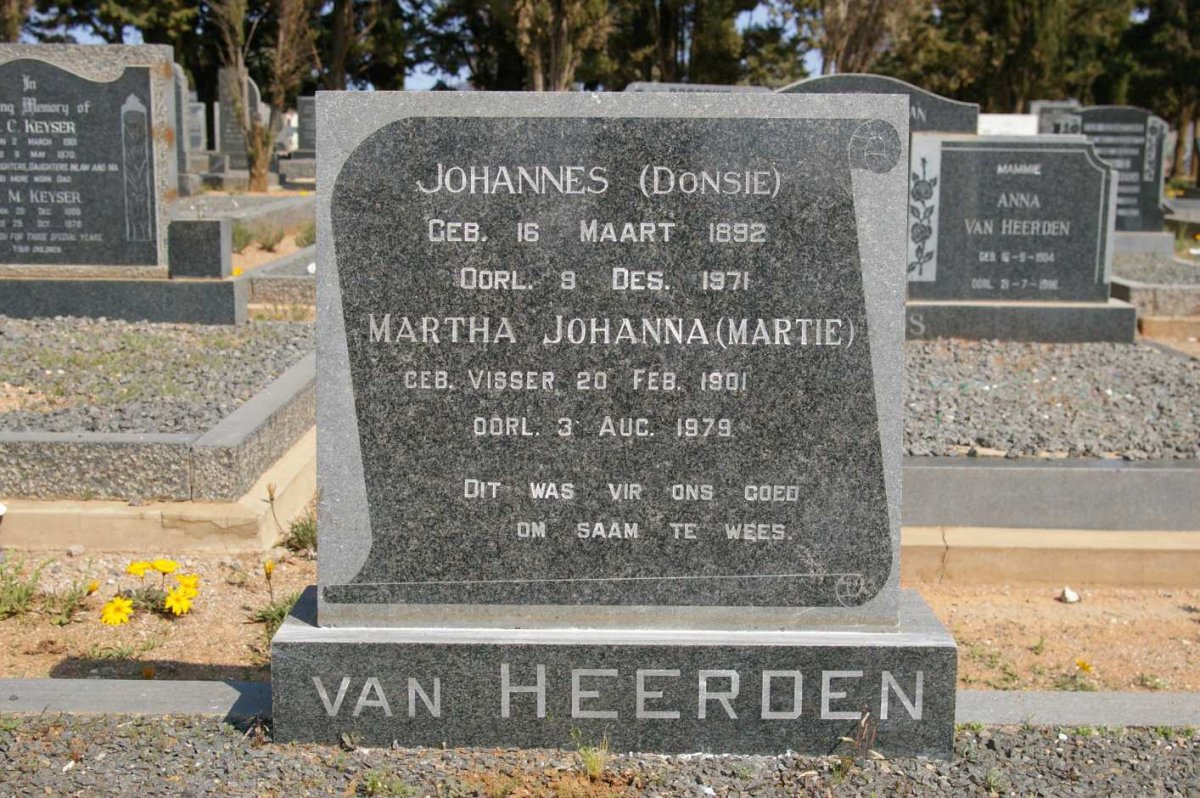HEERDEN Johannes, van 1892-1971 &amp; Martha Johanna VISSER 1901-1979