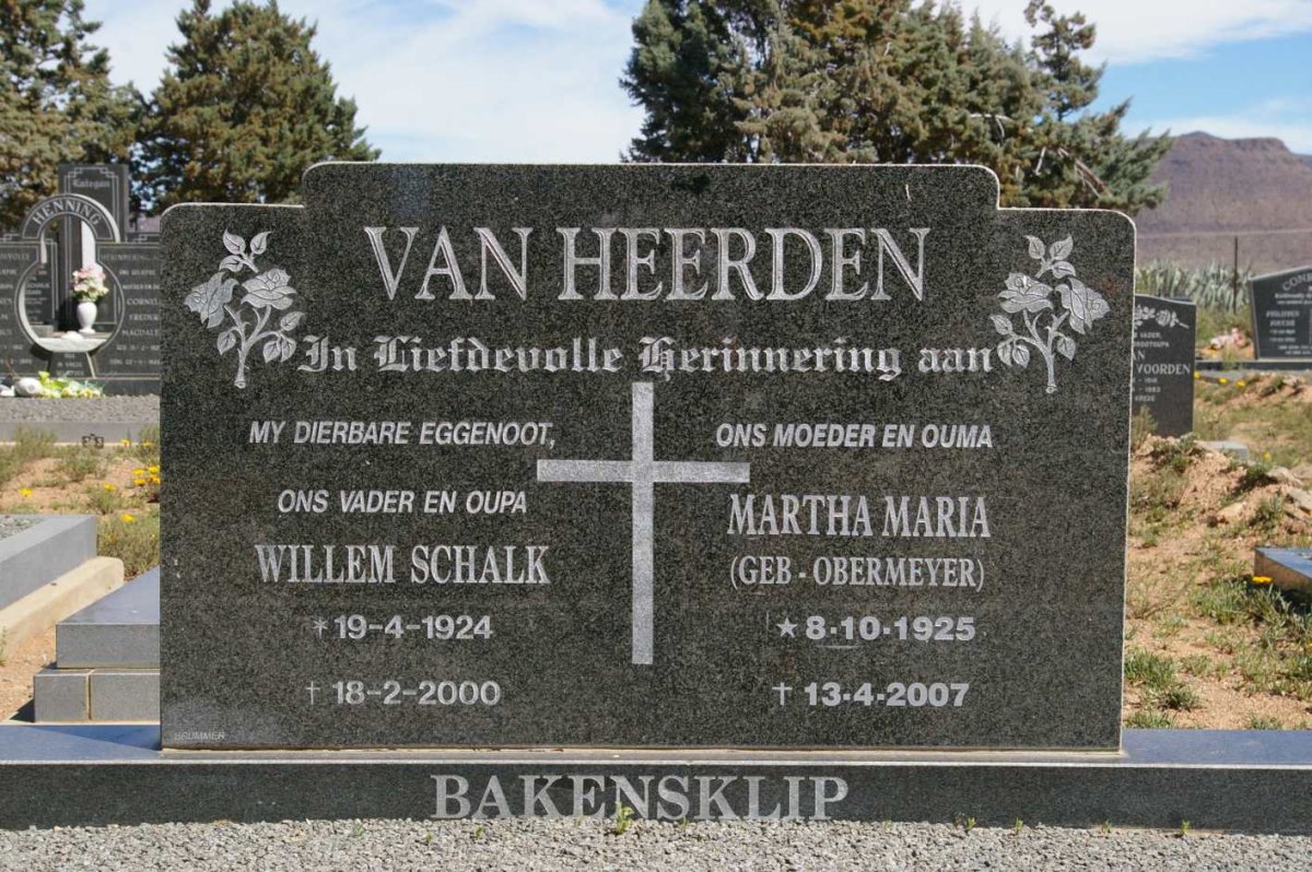 HEERDEN Willem Schalk, van 1924-2000 &amp; Martha Maria OBERMEYER 1925-2007