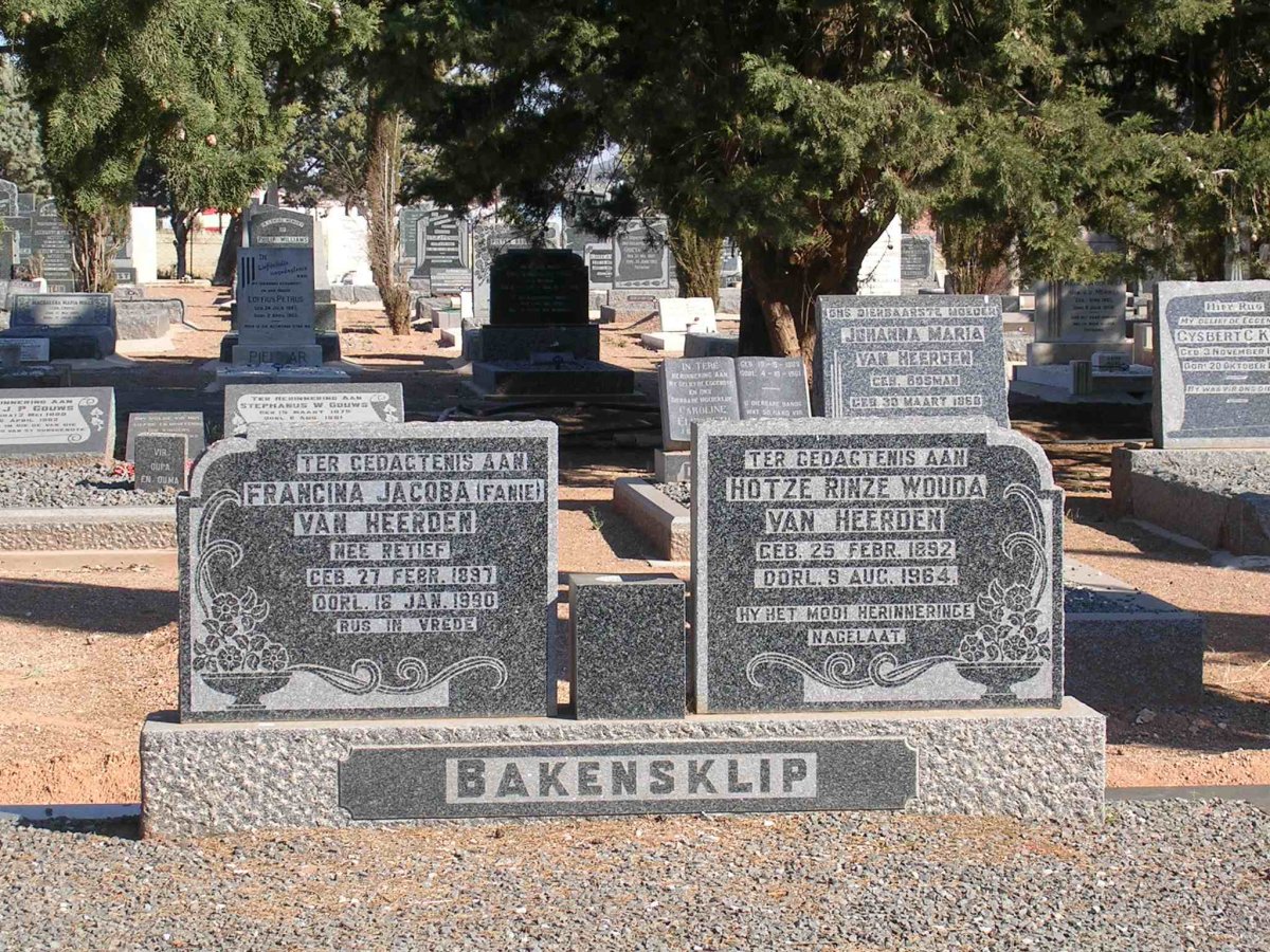 HEERDEN Hotze Rinze Wouda, van 1892-1964 &amp; Francina Jacoba RETIEF 1897-1990